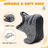 LeIsfIt Toddler Slippers Boys Girls Cozy Warm House Shoes Kids Non-slip Winter Slipper Booties Slip on Plush Lining Sock Slippers(Grey)