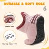LeIsfIt Toddler Slippers Boys Girls Cozy Warm House Shoes Kids Non-slip Winter Slipper Booties Slip on Plush Lining Sock Slippers(Pink)