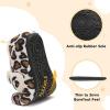 LeIsfIt Toddler Slippers Boys Girls House Shoes Soft Warm Kids House Slippers Slip on Cozy Bedroom Sock Shoes Non-slip Indoor Outdoor Slipper Shoe(Leopard)