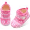 LeIsfIt Toddler Slippers Boys Girls House Slippers Kids Winter Boots Warm Lightweight House Shoes Non-slip Indoor Slipper Shoes(A-pinkpattern)