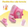 LeIsfIt Toddler Slippers Boys Girls House Slippers Kids Winter Boots Warm Lightweight House Shoes Non-slip Indoor Slipper Shoes(A-pinkpattern)