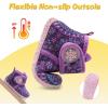LeIsfIt Toddler Slippers Boys Girls House Slippers Kids Winter Boots Warm Lightweight House Shoes Non-slip Indoor Slipper Shoes(A-purplepattern)