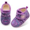 LeIsfIt Toddler Slippers Boys Girls House Slippers Kids Winter Boots Warm Lightweight House Shoes Non-slip Indoor Slipper Shoes(A-purplepattern)