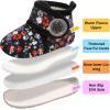 LeIsfIt Toddler Slippers Boys Girls House Slippers Kids Winter Boots Warm Lightweight House Shoes Non-slip Indoor Slipper Shoes(Blackflower)