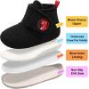 LeIsfIt Toddler Slippers Boys Girls House Slippers Kids Winter Boots Warm Lightweight House Shoes Non-slip Indoor Slipper Shoes(C-blackwhite)