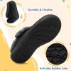 LeIsfIt Toddler Slippers Boys Girls Moccasin Slippers Kids Warm Slip-On House Shoes with Non-Slip Sole for Indoor & Outdoor(Black)