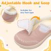 LeIsfIt Toddler Slippers Boys Girls Moccasin Slippers Kids Warm Slip-On House Shoes with Non-Slip Sole for Indoor & Outdoor(Pink)