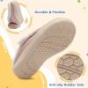 LeIsfIt Toddler Slippers Boys Girls Moccasin Slippers Kids Warm Slip-On House Shoes with Non-Slip Sole for Indoor & Outdoor(Pink)