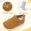 LeIsfIt Toddler Walking Shoes Boys Girls Slip-On Barefoot Shoes Kids Breathable Sneakers Non-Slip Lightweight Tennis Shoe(Brown)