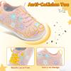 LeIsfIt Toddler Walking Shoes Boys Girls Slip-On Barefoot Shoes Kids Breathable Sneakers Non-Slip Lightweight Tennis Shoe(Pink Flower)