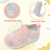 LeIsfIt Toddler Walking Shoes Boys Girls Slip-On Barefoot Shoes Kids Breathable Sneakers Non-Slip Lightweight Tennis Shoe(Pink Flower)