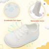LeIsfIt Toddler Walking Shoes Boys Girls Slip-On Barefoot Shoes Kids Breathable Sneakers Non-Slip Lightweight Tennis Shoe(White)