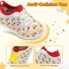 LeIsfIt Toddler Walking Shoes Boys Girls Slip-On Barefoot Shoes Kids Breathable Sneakers Non-Slip Lightweight Tennis Shoe(White Cherry)