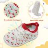 LeIsfIt Toddler Walking Shoes Boys Girls Slip-On Barefoot Shoes Kids Breathable Sneakers Non-Slip Lightweight Tennis Shoe(White Cherry)