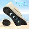 LeIsfIt Water Shoes for Women Men Wide Swim Beach Barefoot Shoes Quick Dry Aqua Socks for Pool Diving Boating River Yoga Lake Surf(Beige Knit)