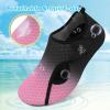 LeIsfIt Water Shoes for Women Men Wide Swim Beach Barefoot Shoes Quick Dry Aqua Socks for Pool Diving Boating River Yoga Lake Surf(Black Pink)