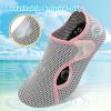 LeIsfIt Water Shoes for Women Men Wide Swim Beach Barefoot Shoes Quick Dry Aqua Socks for Pool Diving Boating River Yoga Lake Surf(Pinkgrey/Knit)