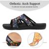 LeIsfIt Womens Slide Sandals Arch Support Slides Slip on Plantar Fasciitis Sandals Ladies Yoga Mat Thick Cushion Slipper Slides for Indoor Outdoor(Black Flower)