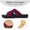 LeIsfIt Womens Slide Sandals Arch Support Slides Slip on Plantar Fasciitis Sandals Ladies Yoga Mat Thick Cushion Slipper Slides for Indoor Outdoor(Purple)