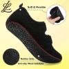LeIsfIt Womens Slippers Adjustable Diabetic Slippers Wide Soft Arthritis Edema House Shoes Warm Fuzzy Slipper Socks with Rubber Sole(All Black)