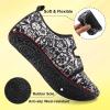 LeIsfIt Womens Slippers Adjustable Diabetic Slippers Wide Soft Arthritis Edema House Shoes Warm Fuzzy Slipper Socks with Rubber Sole(Blackpattern)