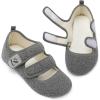 LeIsfIt Womens Slippers Adjustable Diabetic Slippers Wide Soft Arthritis Edema House Shoes Warm Fuzzy Slipper Socks with Rubber Sole(Darkgrey)