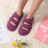 LeIsfIt Womens Slippers Adjustable Diabetic Slippers Wide Soft Arthritis Edema House Shoes Warm Fuzzy Slipper Socks with Rubber Sole(Darkpurple)