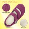 LeIsfIt Womens Slippers Adjustable Diabetic Slippers Wide Soft Arthritis Edema House Shoes Warm Fuzzy Slipper Socks with Rubber Sole(Darkpurple)