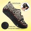 LeIsfIt Womens Slippers Adjustable Diabetic Slippers Wide Soft Arthritis Edema House Shoes Warm Fuzzy Slipper Socks with Rubber Sole(Leopard)