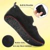 LeIsfIt Womens Slippers Adjustable Diabetic Slippers Wide Soft Arthritis Edema House Shoes Warm Fuzzy Slipper Socks with Rubber Sole(Nblack)