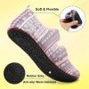 LeIsfIt Womens Slippers Adjustable Diabetic Slippers Wide Soft Arthritis Edema House Shoes Warm Fuzzy Slipper Socks with Rubber Sole(Pinkbohemia)