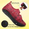 LeIsfIt Womens Slippers Adjustable Diabetic Slippers Wide Soft Arthritis Edema House Shoes Warm Fuzzy Slipper Socks with Rubber Sole(Redpattern)
