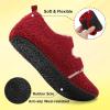 LeIsfIt Womens Slippers Adjustable Diabetic Slippers Wide Soft Arthritis Edema House Shoes Warm Fuzzy Slipper Socks with Rubber Sole(Wine Red)