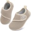 LeIsfIt Baby Shoes Boys Girls First Walking Shoes Non-Slip Infant Sneakers Lightweight Slip-on Crib Sneakers for First Walkers(Beige)