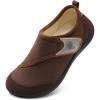 LeIsfIt Mens Slippers Wide House Shoes Adjustable Diabetic Shoes Non-slip Arthritis Swollen House Slippers Indoor Outdoor Slipper Shoe(Chocolate)