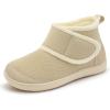 LeIsfIt Slipper Boots for Women Wide Warm House Shoes Non-slip Diabetic Winter Shoes Adjustable Bootie Slippers for Indoor & Outdoor(Beige)