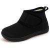 LeIsfIt Slipper Boots for Women Wide Warm House Shoes Non-slip Diabetic Winter Shoes Adjustable Bootie Slippers for Indoor & Outdoor(Black)