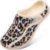 LeIsfIt Slippers for Women Extra Wide House Slippers Elderly Slip on House Shoes Non-Slip Indoor Outdoor Slipper Adjustable for Diabetic Swollen Feet(Leopard)