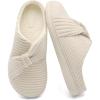 LeIsfIt Slippers for Women Wide Memory Foam House Slippers Corduroy Slip on Bedroom Slipper Non-slip Warm House Shoes Indoor and Outdoor(Beige)