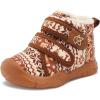 LeIsfIt Toddler Boots Girls Boys Warm Winter Boots Cozy Plush Lining Winter Shoes Indoor Outdoor Faux Fur Booties(Brownpattern)