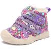 LeIsfIt Toddler Boots Girls Boys Warm Winter Boots Cozy Plush Lining Winter Shoes Indoor Outdoor Faux Fur Booties(Purplepattern)