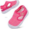 LeIsfIt Toddler Sandals Boys Girls Wide Sandals Kids Water Sandal Shoes Lightweight Barefoot Summer Shoes for Beach Swim(Darkpink)
