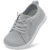 LeIsfIt Toddler Shoes Girls Boys Wide Shoes Kids Zero Drop Minimalist Sneakers Barefoot Slip on Tennis Sneakers(C-grey)