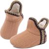 LeIsfIt Toddler Slippers Boys Girls Cozy Warm House Shoes Kids Non-slip Winter Slipper Booties Slip on Plush Lining Sock Slippers(Brown)