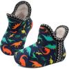 LeIsfIt Toddler Slippers Boys Girls Cozy Warm House Shoes Kids Non-slip Winter Slipper Booties Slip on Plush Lining Sock Slippers(Dinosaur)