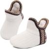 LeIsfIt Toddler Slippers Boys Girls Cozy Warm House Shoes Kids Non-slip Winter Slipper Booties Slip on Plush Lining Sock Slippers(White)