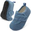 LeIsfIt Toddler Slippers Boys Girls House Shoes Soft Warm Kids House Slippers Slip on Cozy Bedroom Sock Shoes Non-slip Indoor Outdoor Slipper Shoe(Cyan)