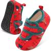 LeIsfIt Toddler Slippers Boys Girls House Shoes Soft Warm Kids House Slippers Slip on Cozy Bedroom Sock Shoes Non-slip Indoor Outdoor Slipper Shoe(Red)