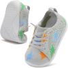 LeIsfIt Toddler Walking Shoes Boys Girls Slip-On Barefoot Shoes Kids Breathable Sneakers Non-Slip Lightweight Tennis Shoe(Grey Dinosaur)