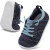 LeIsfIt Toddler Walking Shoes Boys Girls Slip-On Barefoot Shoes Kids Breathable Sneakers Non-Slip Lightweight Tennis Shoe(Navy Blue)